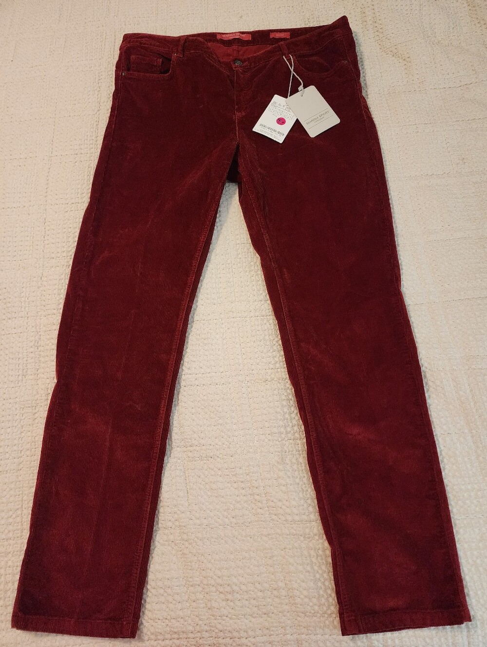 Marina Rinaldi Sport Wonder Wine Corduroy Slim Pants Sz 18 NWT $315 Western